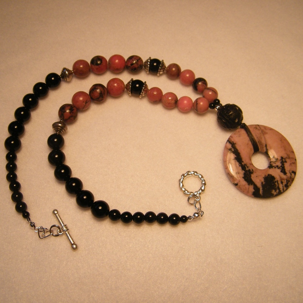 Rhodonite and Black Onyx Necklace